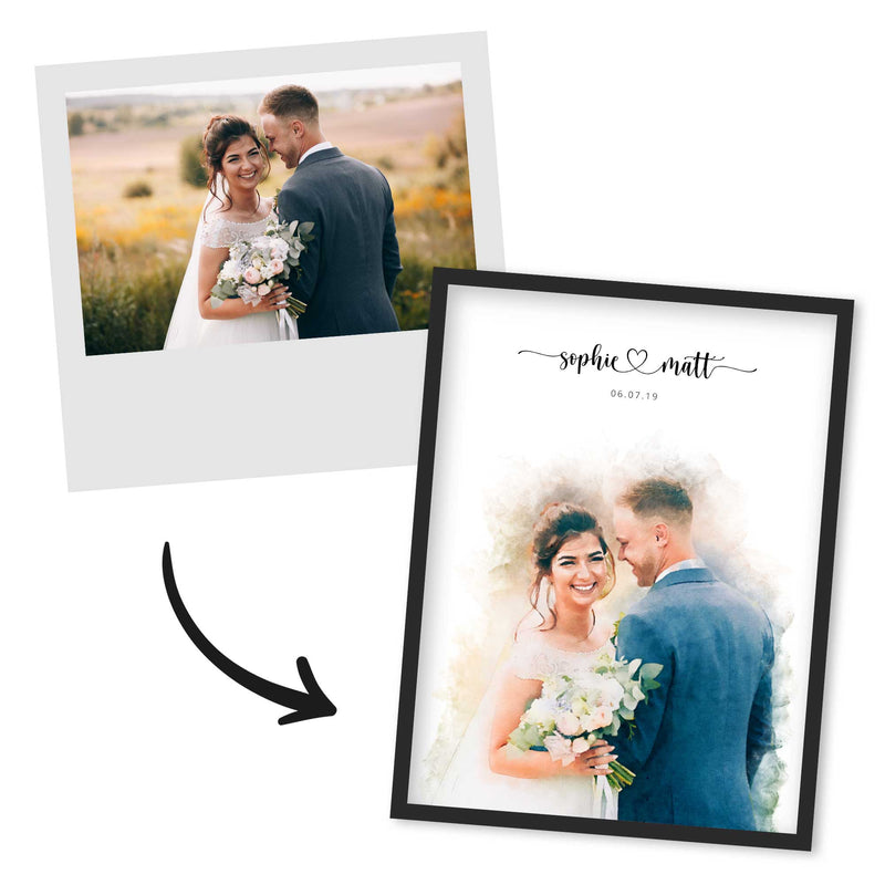 Custom Newly Married Anniversary Wedding Couple Portrait