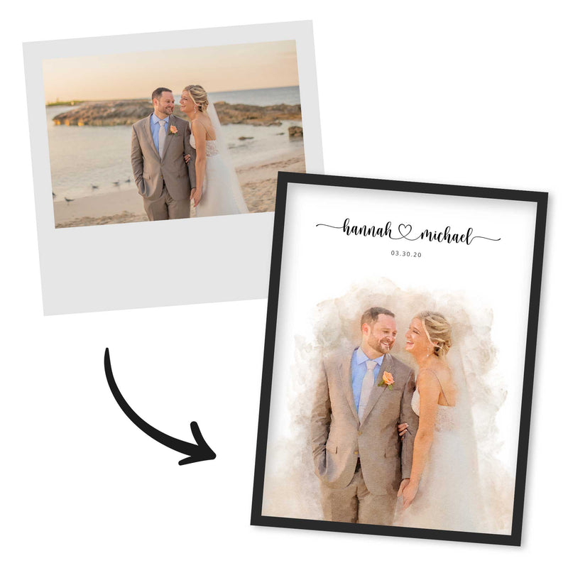 Custom Newly Married Anniversary Wedding Couple Portrait